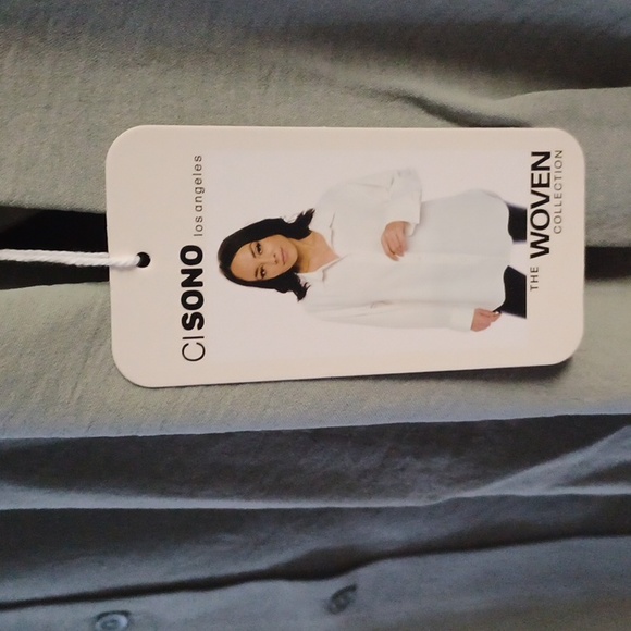 Cisono the woven collection Oversized button shirt Sage Blouse - Picture 5 of 6